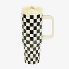 40 oz Checkered Pattern Tumbler With Straw