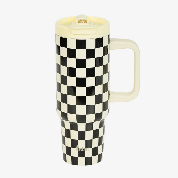 40oz Checkered Pattern Tumbler With Straw