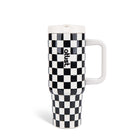40 oz Checkered Pattern Tumbler With Straw