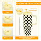Black checkered Atlist tumbler lid detail