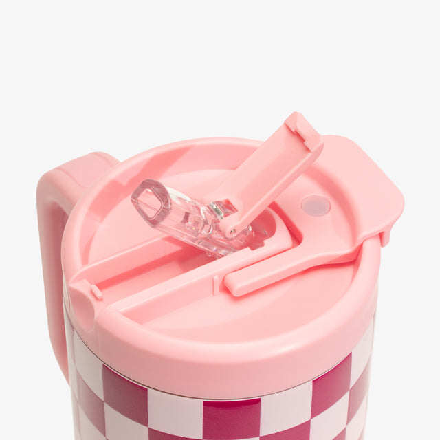 40oz Checkered Pattern Tumbler With Straw