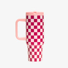 40 oz Checkered Pattern Tumbler With Straw