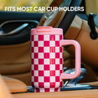 40 oz Checkered Pattern Tumbler With Straw