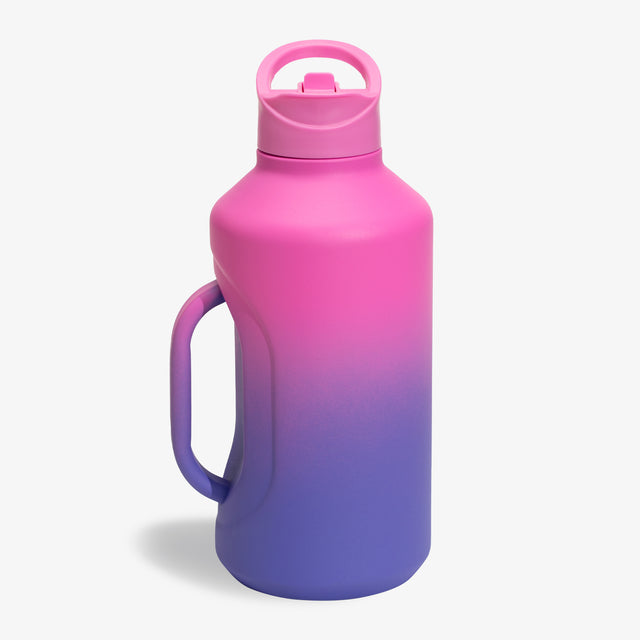 64 oz Insulated Water Bottle Jug with Straw and Handle,  Stainless Steel Water Flask Gradient_Purple