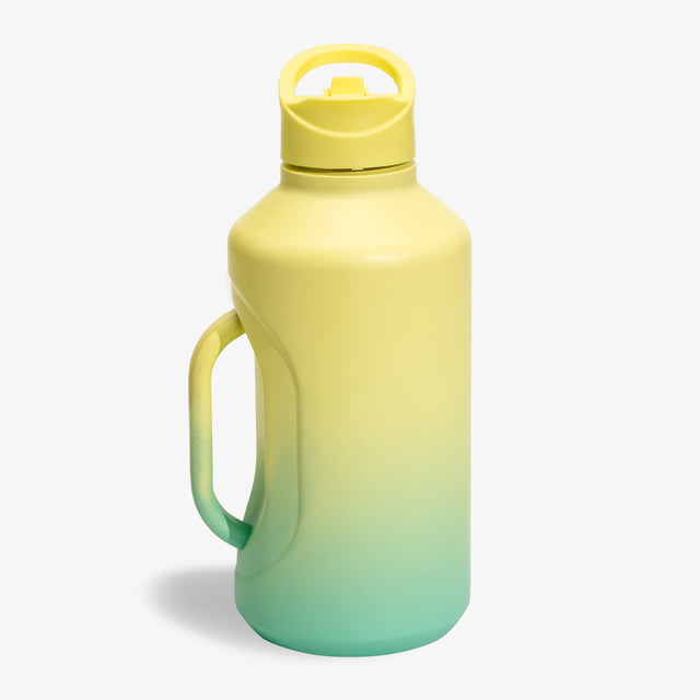 64 oz Insulated Water Bottle Jug with Straw and Handle,  Stainless Steel Water Flask Gradient_Yellow