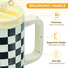 Black checkered Atlist tumbler lifestyle image