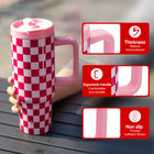 40 oz Checkered Pattern Tumbler With Straw